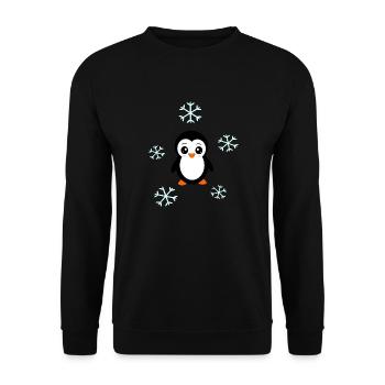 Penguin in the snow Snowflake Christmas - Unisex Sweatshirt - black - Front - Alina (178cm) & Michal (187cm)