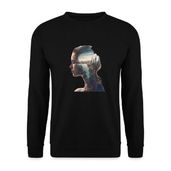 Ein Model in New York City - Unisex Pullover - Schwarz - Vorne - Alina (178cm) & Michal (187cm)