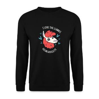 J'adore la générosité du lama, rétro, mignon, drôle - Sweat-shirt Unisexe - noir - Devant - Alina (178cm) & Michal (187cm)