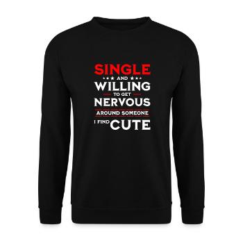 Lustiger Single Spruch - Unisex Pullover - Schwarz - Vorne - Alina (178cm) & Michal (187cm)