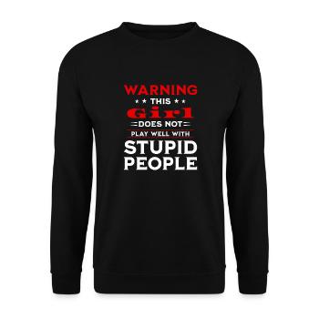 Warning this Girl - Funny saying - Unisex Sweatshirt - black - Front - Alina (178cm) & Michal (187cm)