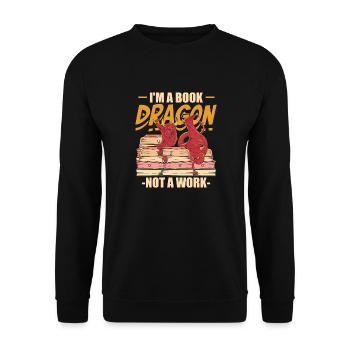 I'm A Book Dragon Not At Work Bookreading Reader - Unisex Sweatshirt - black - Front - Alina (178cm) & Michal (187cm)