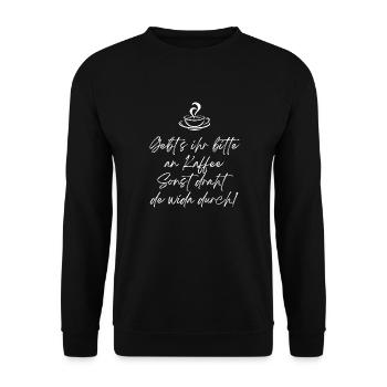 Gebt ihr Kaffee - Unisex Pullover - Schwarz - Vorne - Alina (178cm) & Michal (187cm)