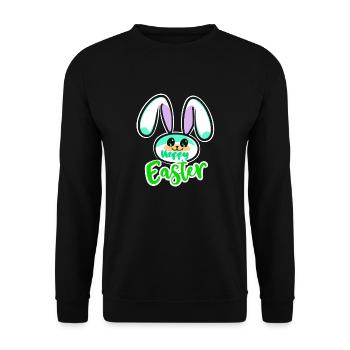 Cooler Osterhase - Unisex Pullover - Schwarz - Vorne - Alina (178cm) & Michal (187cm)