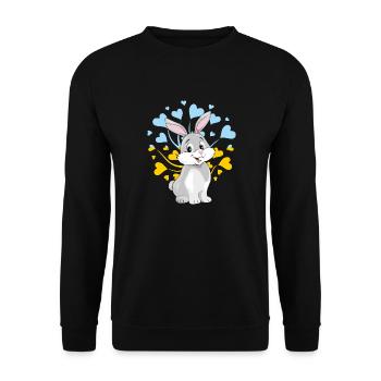 Happy smiling rabbit - Unisex Sweatshirt - black - Front - Alina (178cm) & Michal (187cm)