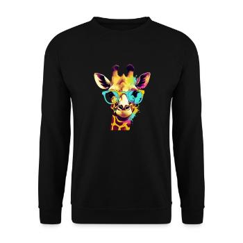 Aliz die Giraffe - Unisex Pullover - Schwarz - Vorne - Alina (178cm) & Michal (187cm)