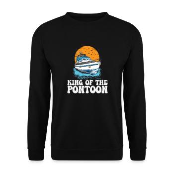 King Of The Pontoon Motorboat Captain Pontooning - Unisex Sweatshirt - black - Front - Alina (178cm) & Michal (187cm)