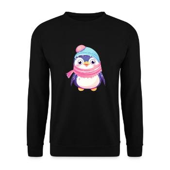 Winter Wonderland Penguin - Unisex Sweatshirt - black - Front - Alina (178cm) & Michal (187cm)