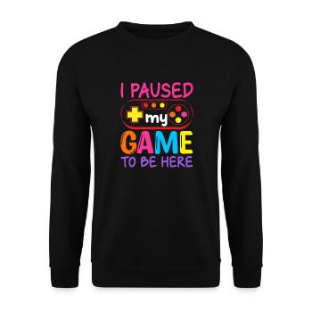 J’ai mis mon jeu en pause pour être ici, Retour à l’école - Sweat-shirt Unisexe - noir - Devant - Alina (178cm) & Michal (187cm)