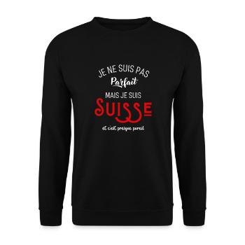 Pas parfait mais suisse - Sweat-shirt Unisexe - noir - Devant - Alina (178cm) & Michal (187cm)