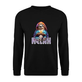 Faultier chillt - Unisex Pullover - Schwarz - Vorne - Alina (178cm) & Michal (187cm)