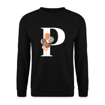 Lettre p ballon d’anniversaire - Sweat-shirt Unisexe - noir - Devant - Alina (178cm) & Michal (187cm)