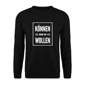 Können kommt von Wollen - Unisex Pullover - Schwarz - Vorne - Alina (178cm) & Michal (187cm)