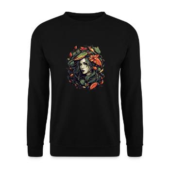 Beautiful woman with flowers - Unisex Sweatshirt - black - Front - Alina (178cm) & Michal (187cm)