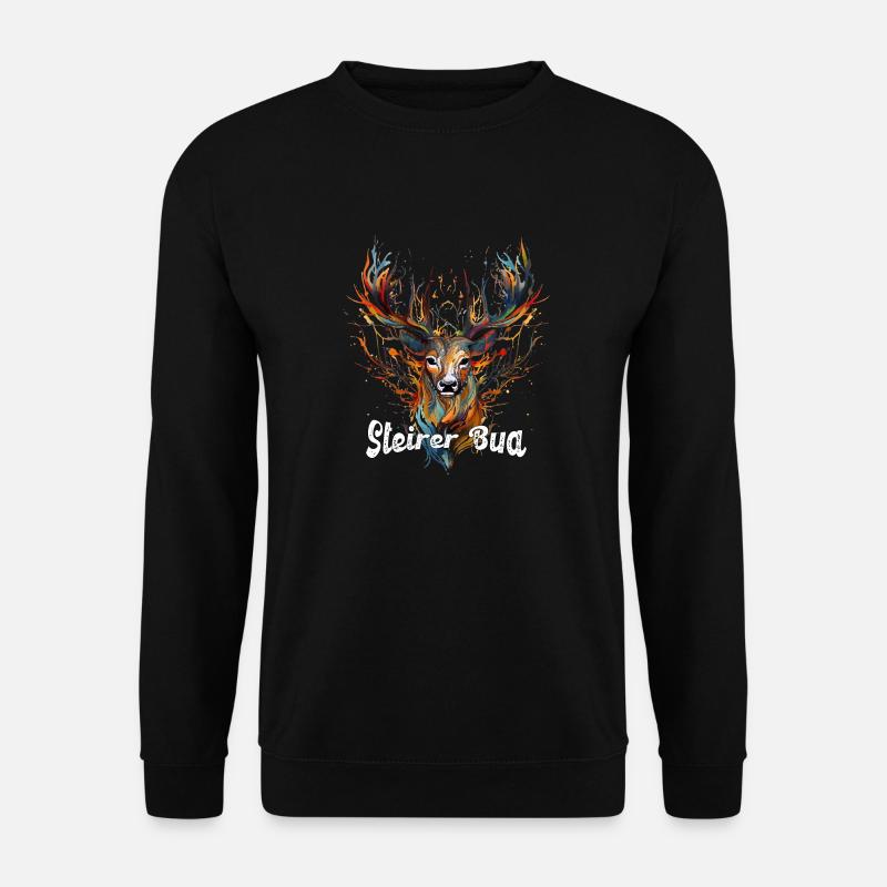 Steirer Bua mit Hirsch Steiermark Design Steirer - Unisex Pullover - Schwarz