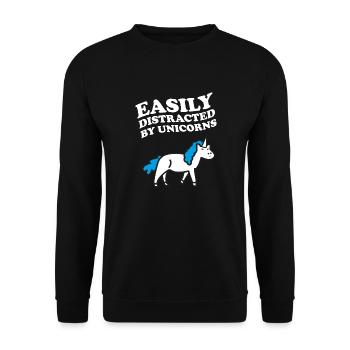 Facilement distrait par le dicton de licorne de licorne - Sweat-shirt Unisexe - noir - Devant - Alina (178cm) & Michal (187cm)