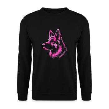 German Shepherd head pink - Unisex Sweatshirt - black - Front - Alina (178cm) & Michal (187cm)