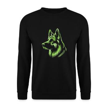 German Shepherd Head Green - Unisex Sweatshirt - black - Front - Alina (178cm) & Michal (187cm)