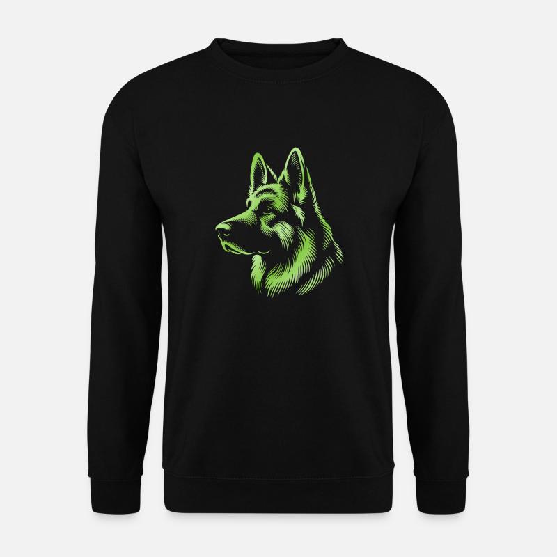 German Shepherd Head Green - Unisex Sweatshirt - black