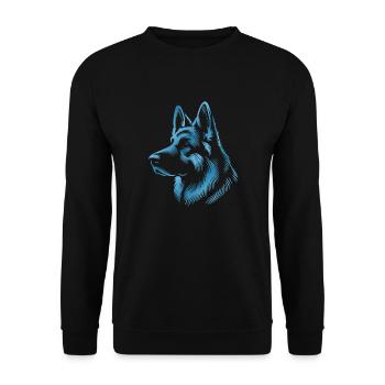 German Shepherd Head Blue - Unisex Sweatshirt - black - Front - Alina (178cm) & Michal (187cm)