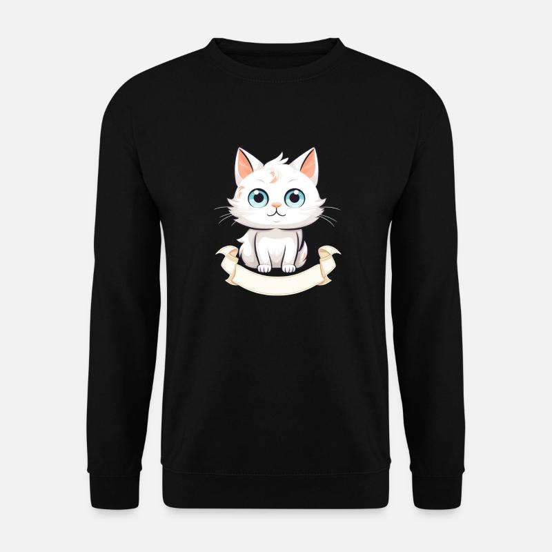 Katze mit Namensschild - Unisex Pullover - Schwarz