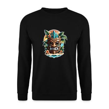 tiki beach - statue polynèsie - Sweat-shirt Unisexe - noir - Devant - Alina (178cm) & Michal (187cm)