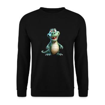 Ein lustiges Krokodil - Unisex Pullover - Schwarz - Vorne - Alina (178cm) & Michal (187cm)