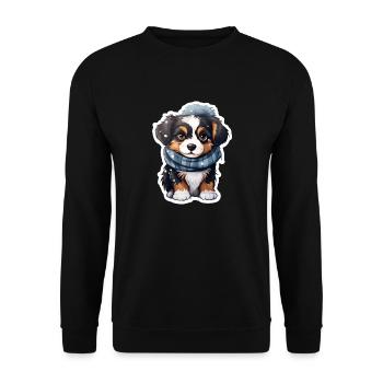 Bernese Mountain Dog puppy in winter - Unisex Sweatshirt - black - Front - Alina (178cm) & Michal (187cm)