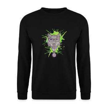 Mandala Owl - Splash - Unisex Sweatshirt - black - Front - Alina (178cm) & Michal (187cm)