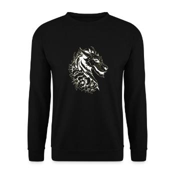 Fantasy Dragon Anime Dragon Head Mythical reptile - Unisex Sweatshirt - black - Front - Alina (178cm) & Michal (187cm)