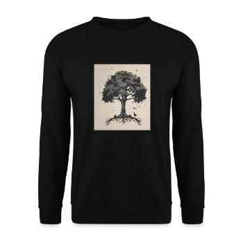 Baum des Lebens - Unisex Pullover - Schwarz - Vorne - Alina (178cm) & Michal (187cm)