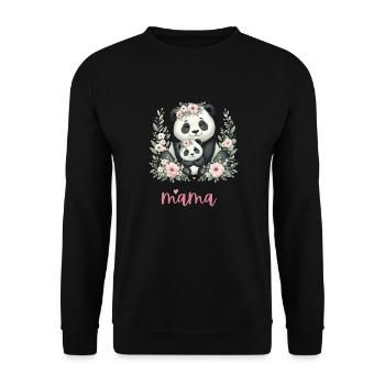 Amoureux des pandas, maman panda et ourson, fête des mères - Sweat-shirt Unisexe - noir - Devant - Alina (178cm) & Michal (187cm)