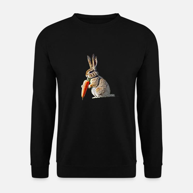 Hase frisst eine Möhre - Unisex Pullover - Schwarz