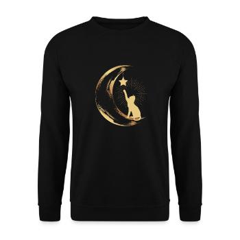 Katze Mond Stern Katzen Liebhaber - Unisex Pullover - Schwarz - Vorne - Alina (178cm) & Michal (187cm)