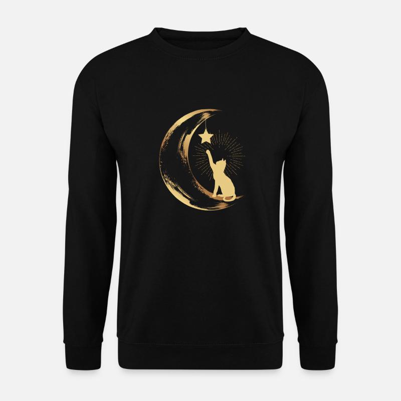 Katze Mond Stern Katzen Liebhaber - Unisex Pullover - Schwarz