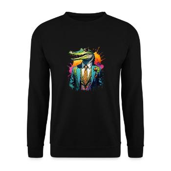 Crocodile in a suit - Unisex Sweatshirt - black - Front - Alina (178cm) & Michal (187cm)