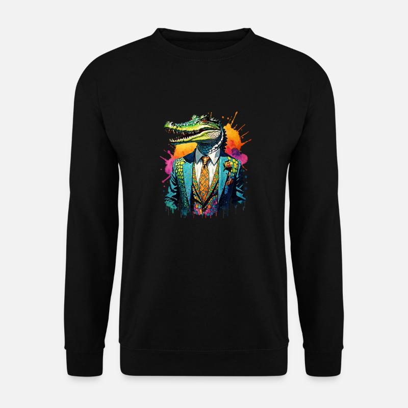 Krokodil im Anzug - Unisex Pullover - Schwarz