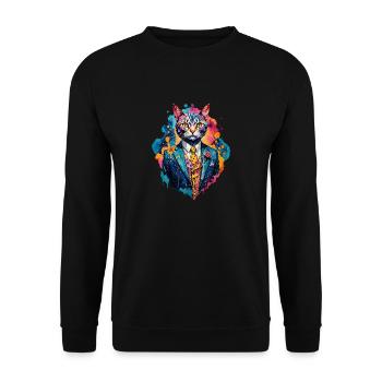 Chat en costume - Sweat-shirt Unisexe - noir - Devant - Alina (178cm) & Michal (187cm)
