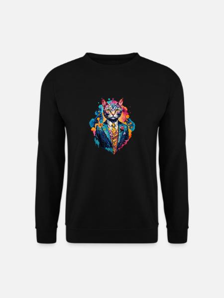 Katze im Anzug - Unisex Pullover - Schwarz