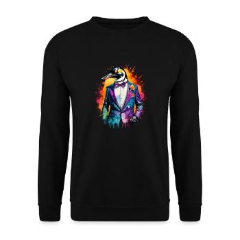 Pingouin en costume - Sweat-shirt Unisexe - noir - Devant - Alina (178cm) & Michal (187cm)