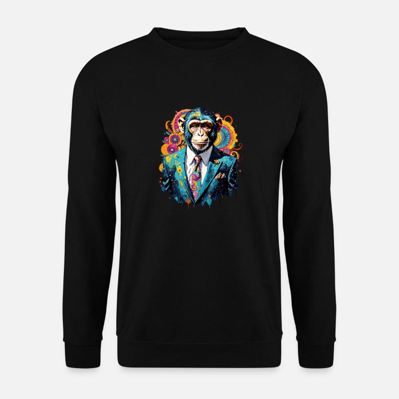 Affe im Anzug - Unisex Pullover - Schwarz