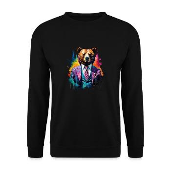 Bear in a suit - Unisex Sweatshirt - black - Front - Alina (178cm) & Michal (187cm)
