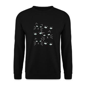 Fantasy Katzenaugen Gesicht Katzenhalter Katzen - Unisex Pullover - Schwarz - Vorne - Alina (178cm) & Michal (187cm)