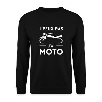 J'peux pas j'ai moto - Sweat-shirt Unisexe - noir - Devant - Alina (178cm) & Michal (187cm)