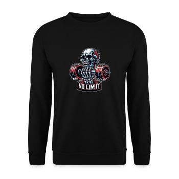 Crâne de musculation No Limit Workout avec haltère - Sweat-shirt Unisexe - noir - Devant - Alina (178cm) & Michal (187cm)