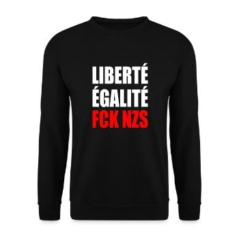 Liberté égalité fck nzs - Unisex Sweatshirt - black - Front - Alina (178cm) & Michal (187cm)