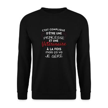 Princess and Vet, I manage! - Unisex Sweatshirt - black - Front - Alina (178cm) & Michal (187cm)