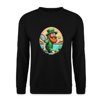 Saint-Patrick Shamrock Tennis - Sweat-shirt Unisexe - noir - Devant - Alina (178cm) & Michal (187cm)