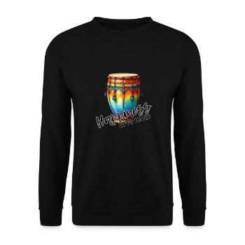 Das Glück schlägt hart zu - Aztec Style Drum - Unisex Pullover - Schwarz - Vorne - Alina (178cm) & Michal (187cm)