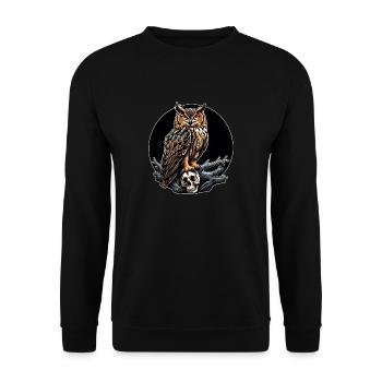 Owl sitting on sculls - Unisex Sweatshirt - black - Front - Alina (178cm) & Michal (187cm)